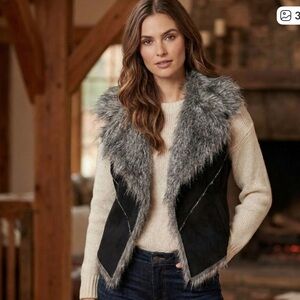 JDS Faux Fur Sherling Suede Vest western rodeo